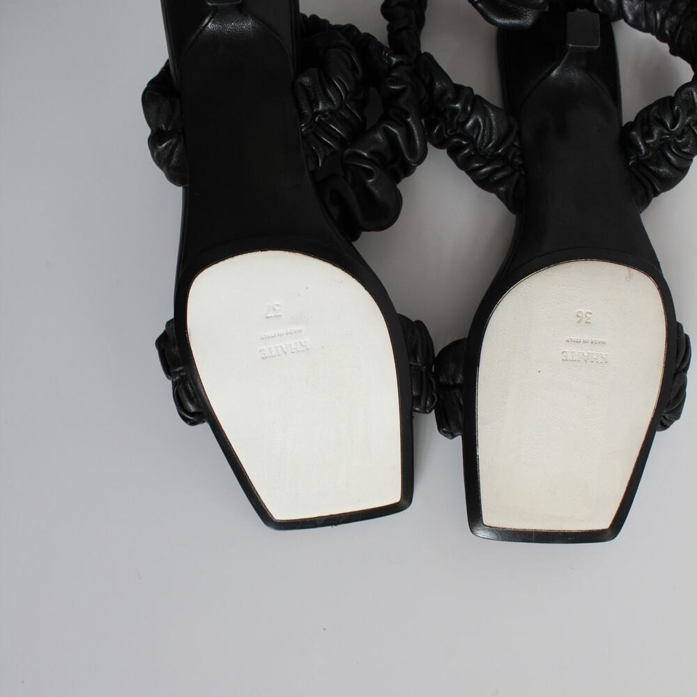 Khaite Lexington Black Ruched Leather Kitten-Heel Sandals (two different sizes) - Picture 14 of 16